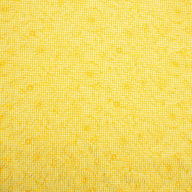Canary Yellow/White Cotton Embroidered Gingham (A 1.15m Piece)