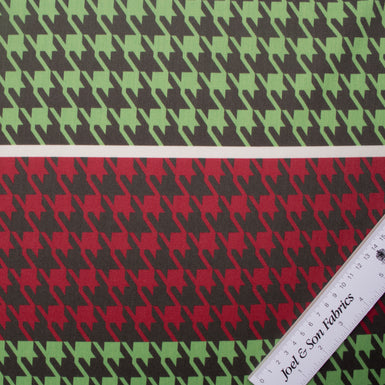 Green/Red Houndstooth Printed Wool Panel