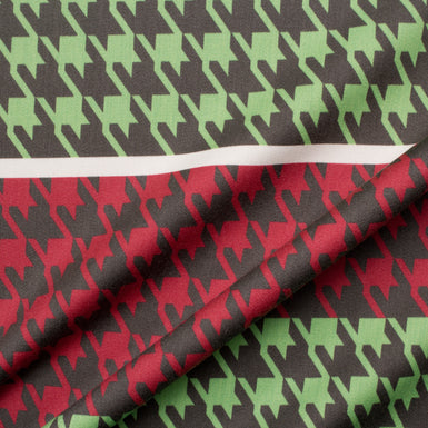 Green/Red Houndstooth Printed Wool Panel