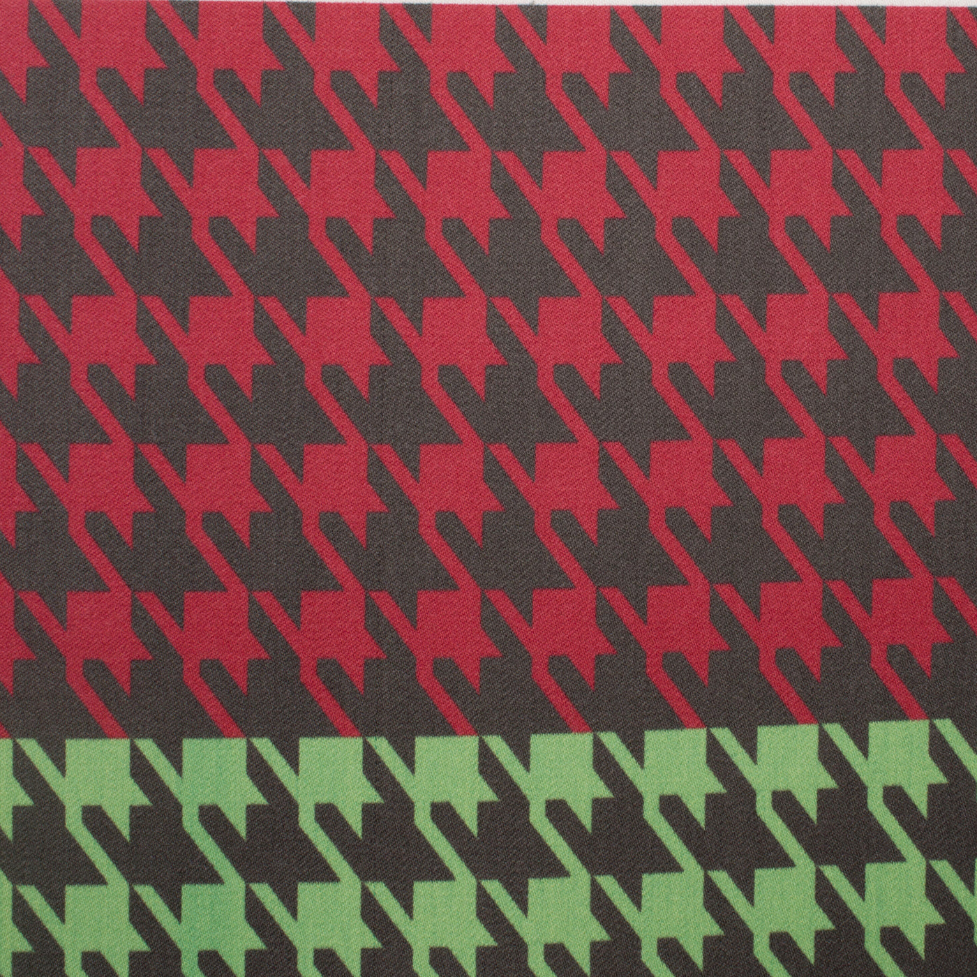 Green/Red Houndstooth Printed Wool Panel