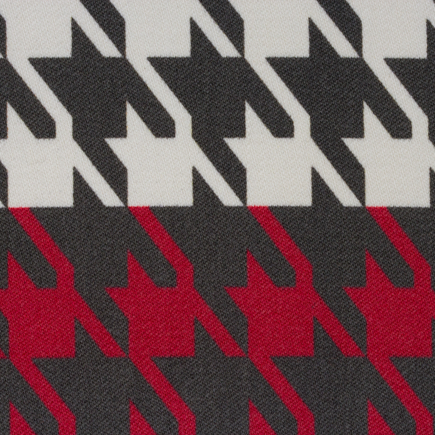 White/Red Houndstooth Printed Wool Panel