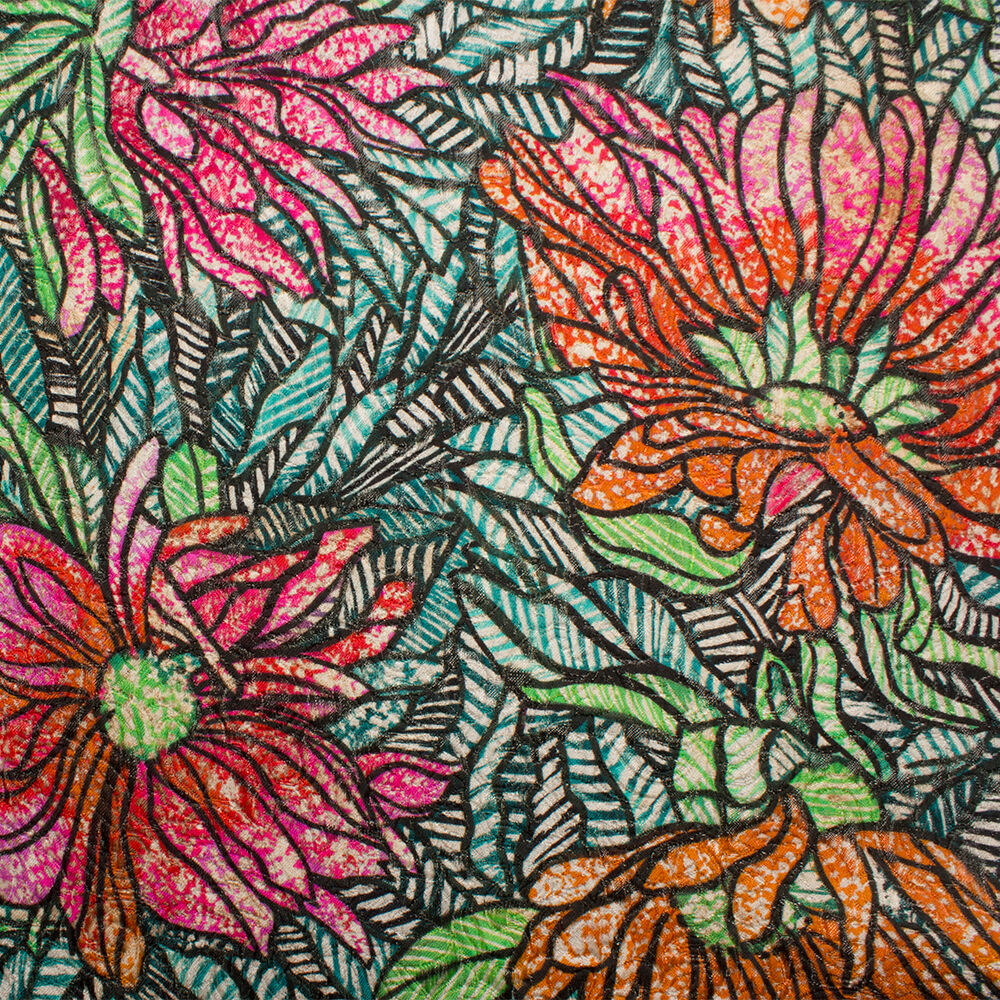 Pink/Orange/Green Metallic Jacquard Cloqué