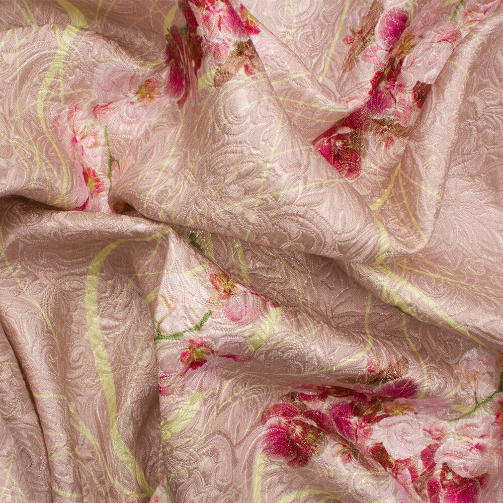 Soft Pink Metallic Jacquard Cloqué