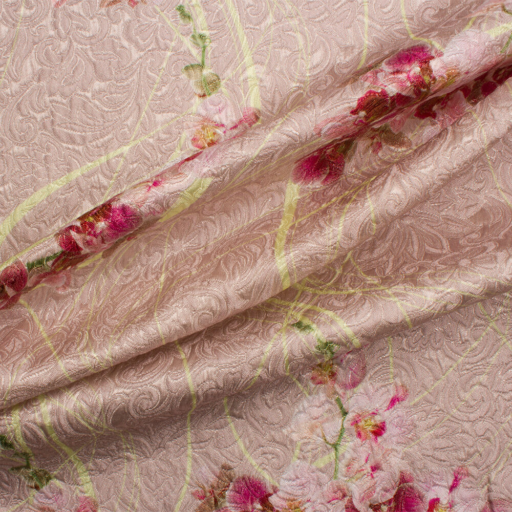 Soft Pink Metallic Jacquard Cloqué