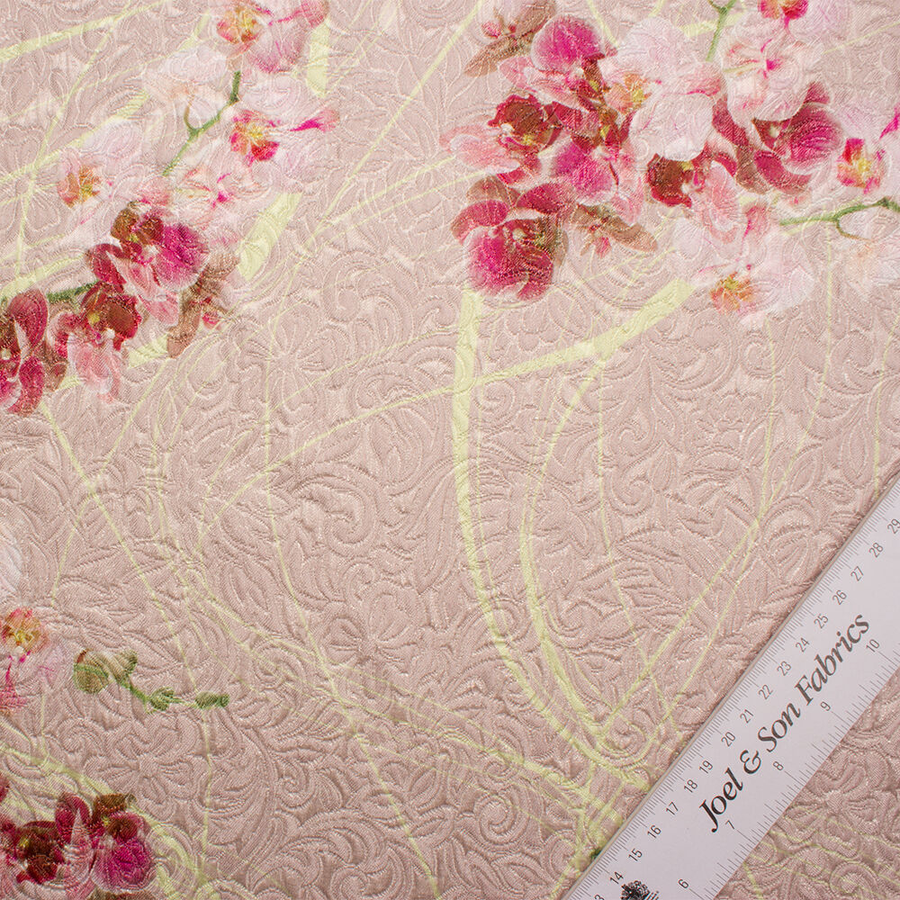 Soft Pink Metallic Jacquard Cloqué