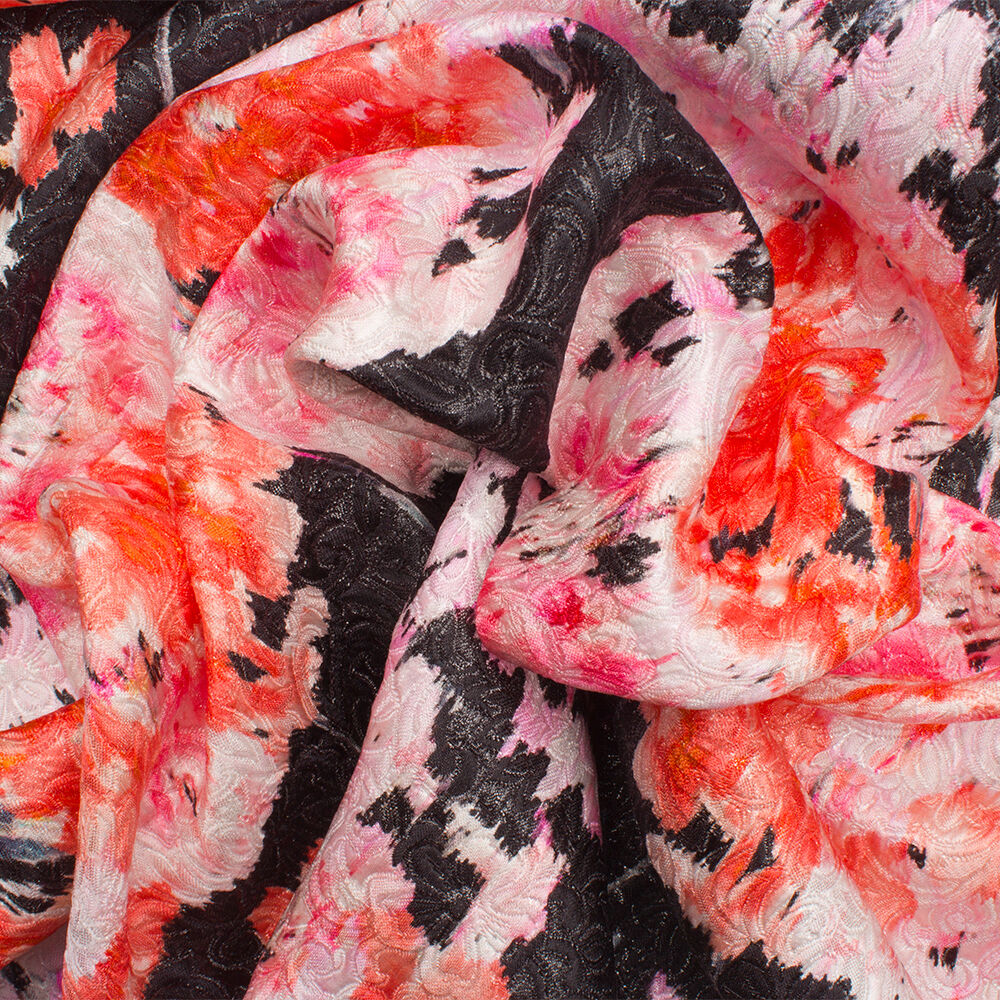Pink/Red/Black Metallic Jacquard Cloqué (A 1.85m Piece)