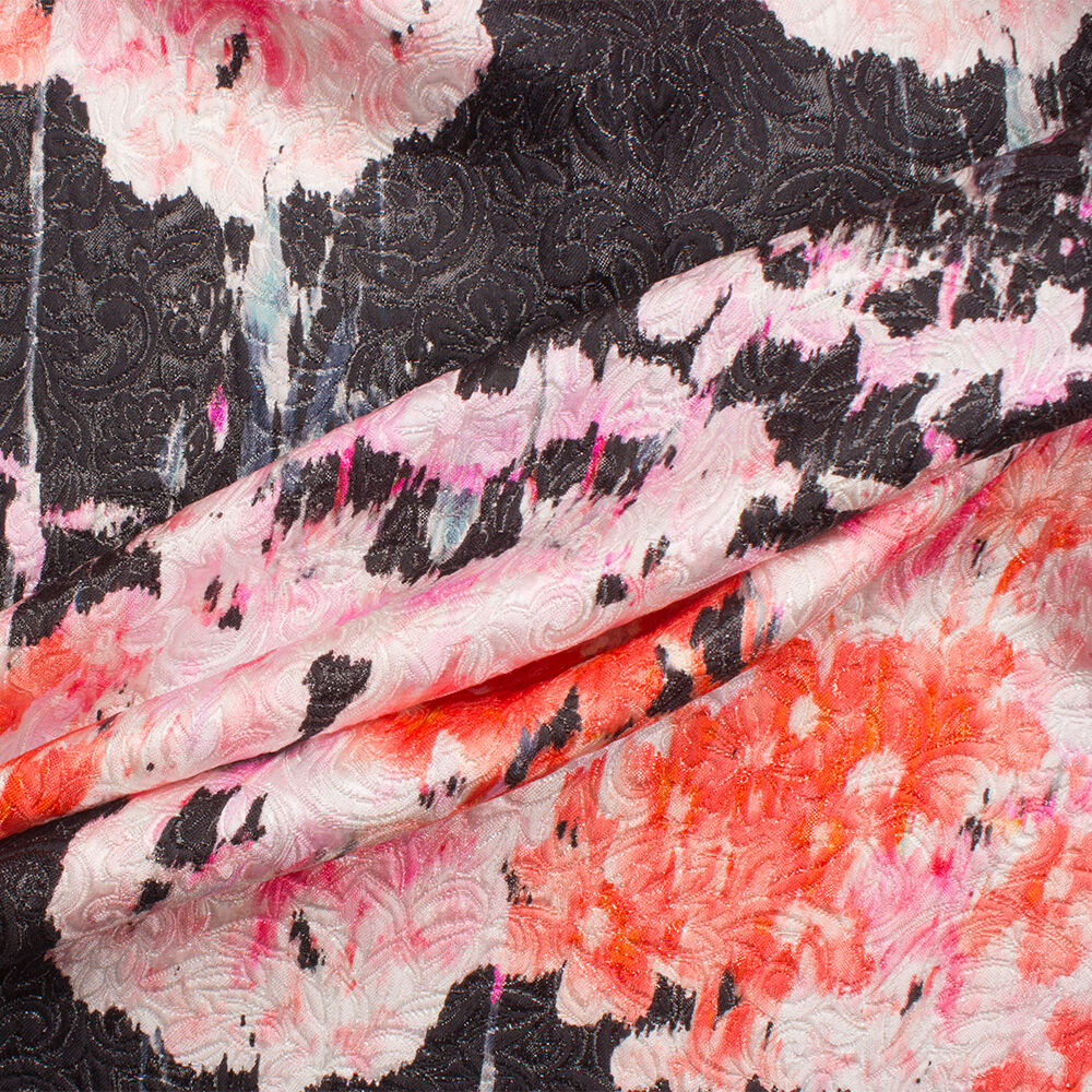 Pink/Red/Black Metallic Jacquard Cloqué (A 1.85m Piece)