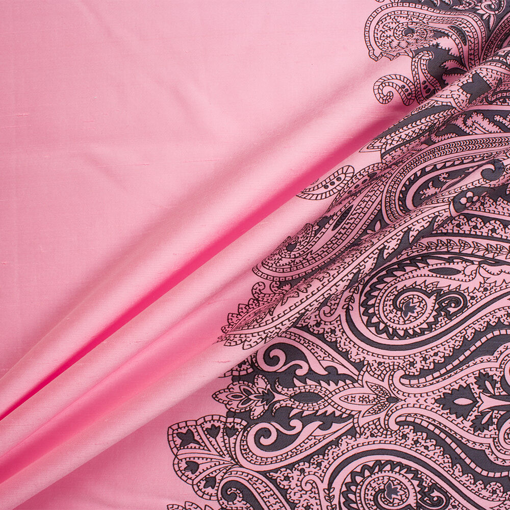 Grey on Candy Pink Silk Taffeta (A 2.40m Piece)