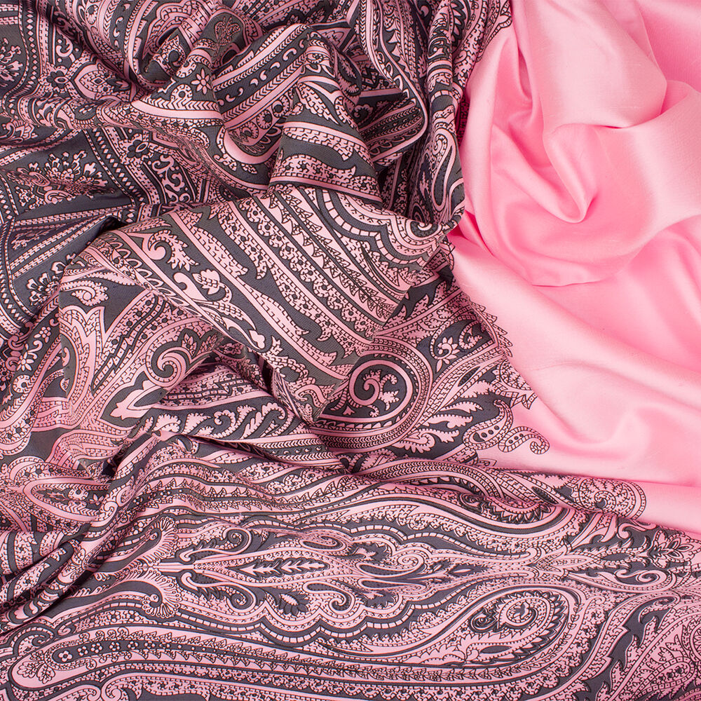 Grey on Candy Pink Silk Taffeta (A 2.40m Piece)