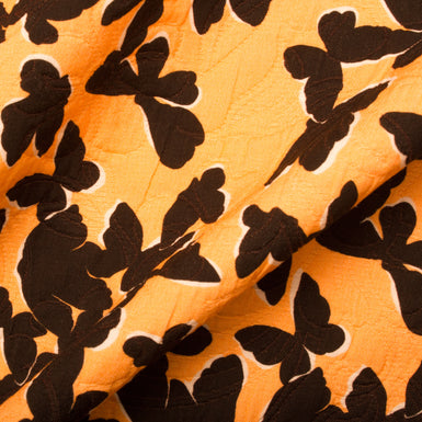 Orange Butterfly Printed Cotton Piqué