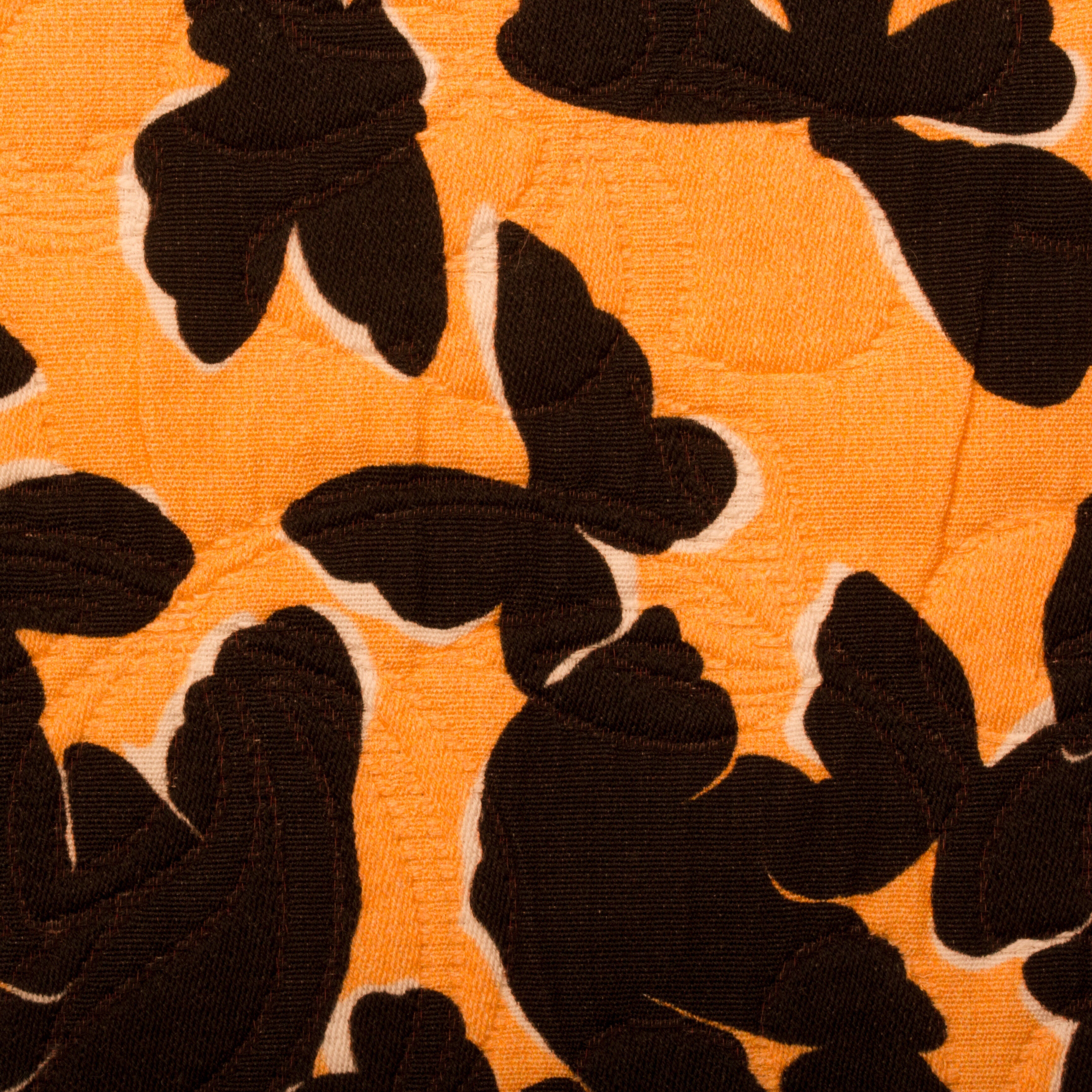 Orange Butterfly Printed Cotton Piqué