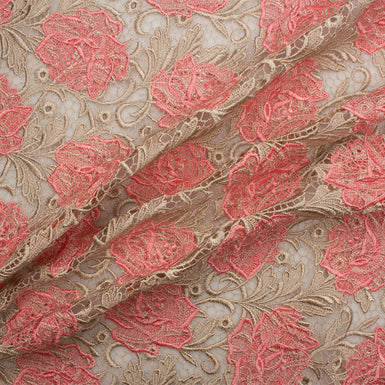 Pink & Gold 'Two-Tone' Metallic Guipure Lace