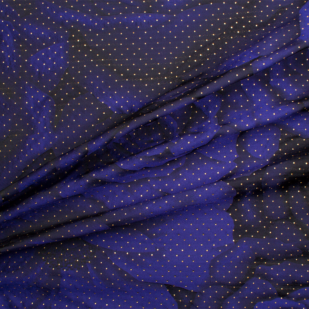 Blue/Black/Gold Spotted Metallic Brocade (A 1.75m Piece)