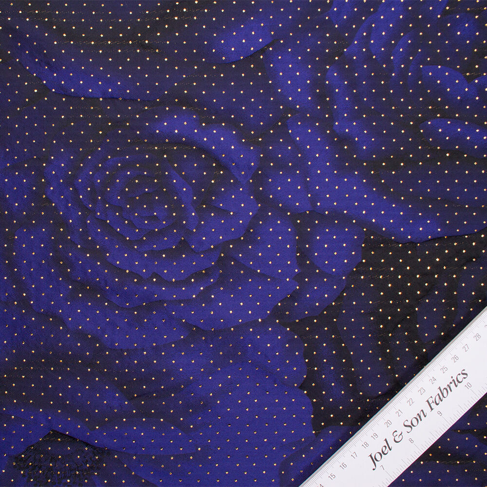 Blue/Black/Gold Spotted Metallic Brocade (A 1.75m Piece)