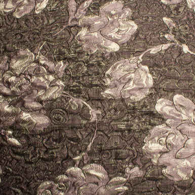 Lilac Floral Grey Metallic Brocade (A 2.50m Piece)