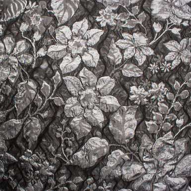 Silver Grey Metallic Floral Brocade (A 3.40m Piece)
