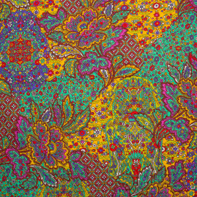 Multi-Coloured Paisley Printed Cloqué