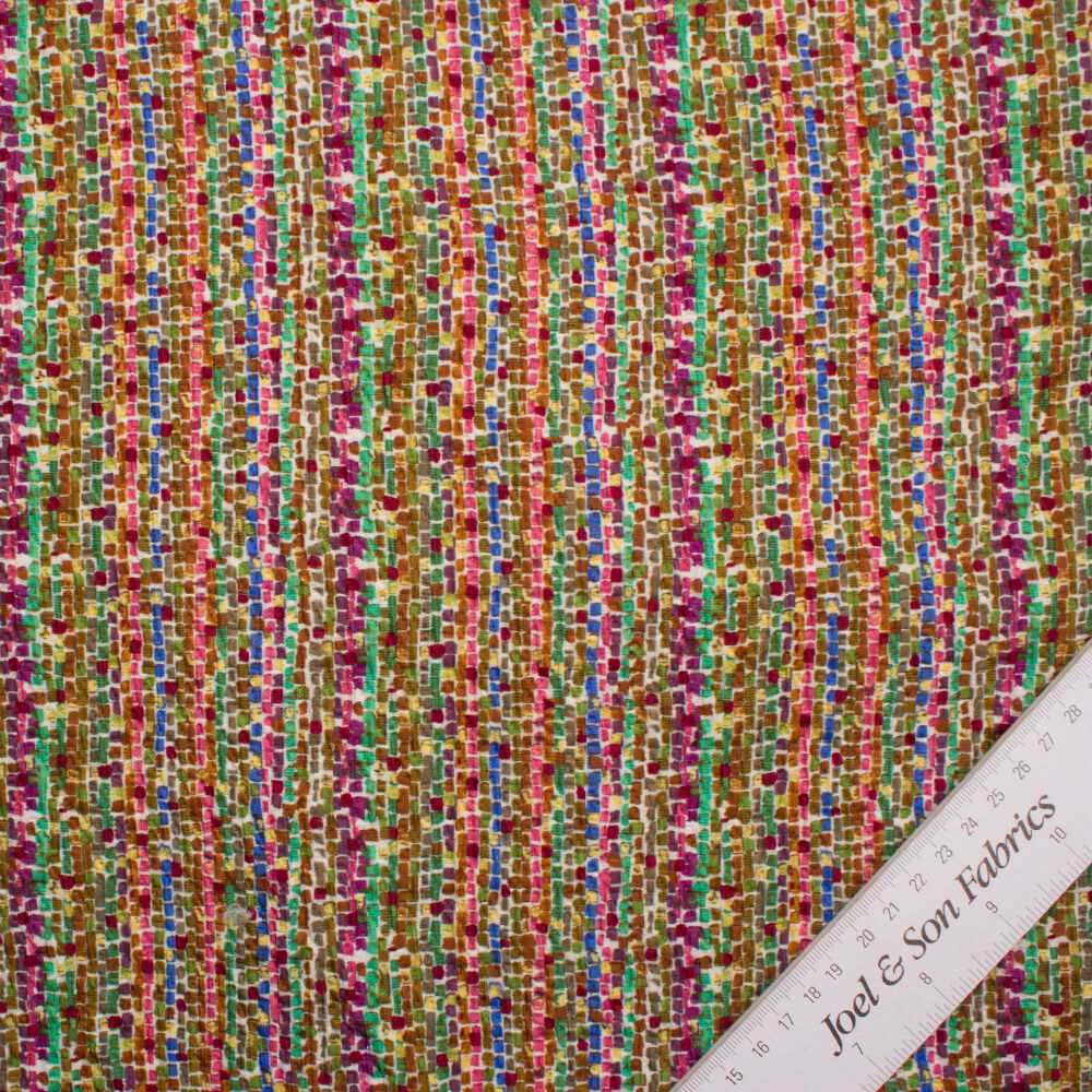 Multi-Coloured 'Brick' Printed Cloqué