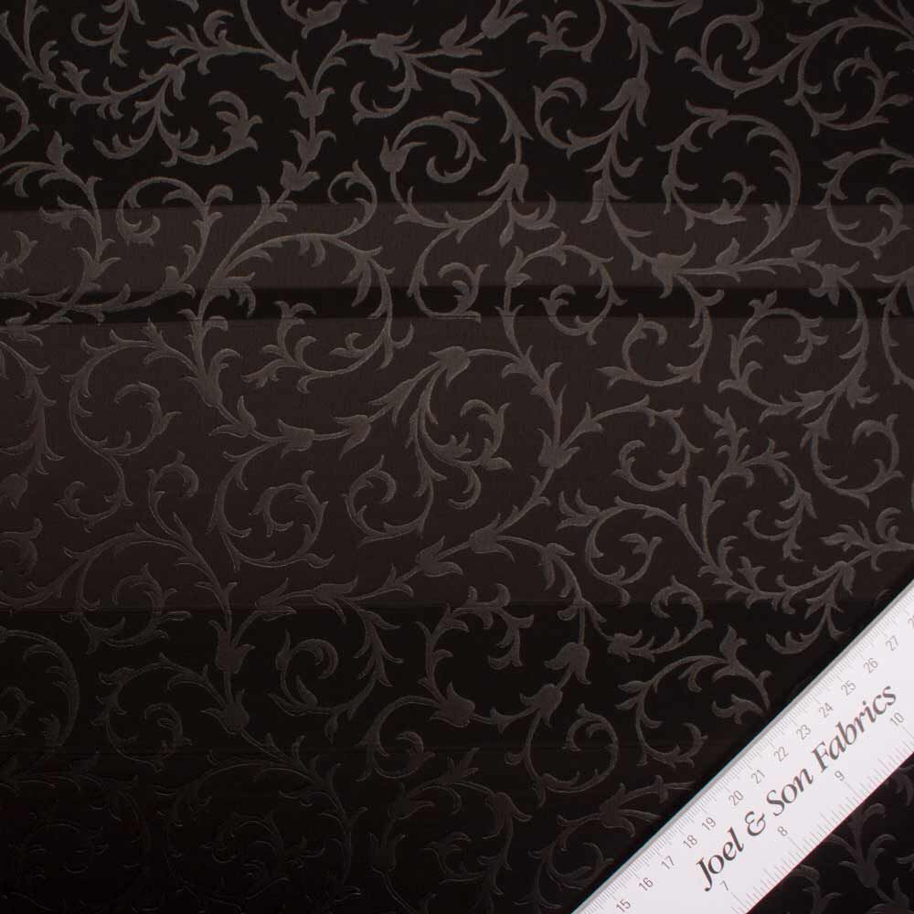 Black Baroque Stripe/Floral Jacquard Microfibre