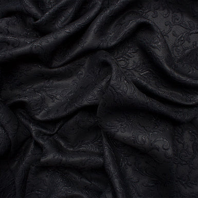 Black Floral Metallic Silk Cloqué