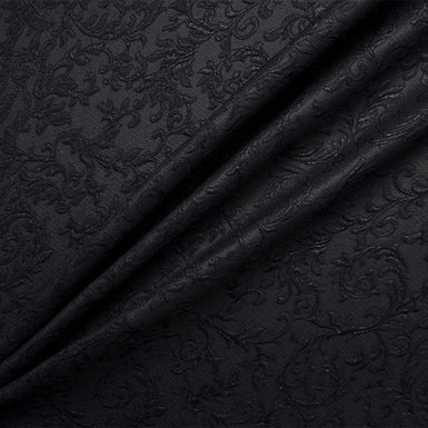 Black Floral Metallic Silk Cloqué