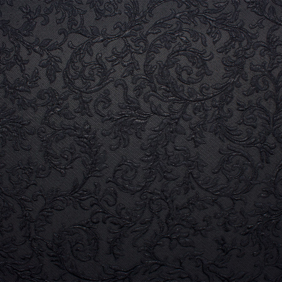 Black Floral Metallic Silk Cloqué