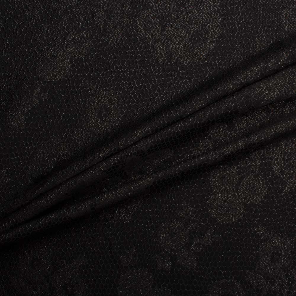 Black Floral Silk Metallic Cloqué