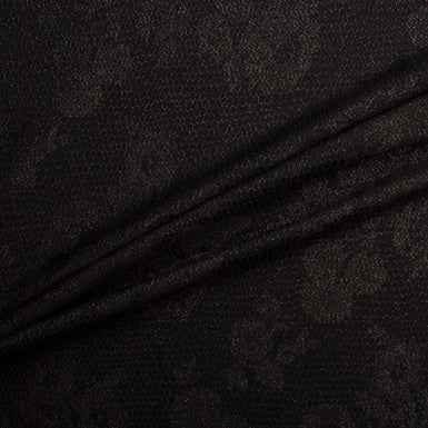 Black Floral Silk Metallic Cloqué