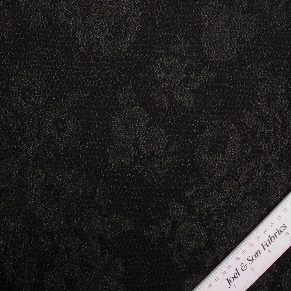 Black Floral Silk Metallic Cloqué