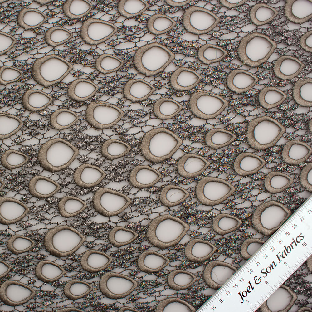 Gunmetal Grey Metallic Guipure Lace