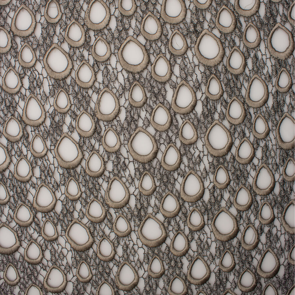 Gunmetal Grey Metallic Guipure Lace