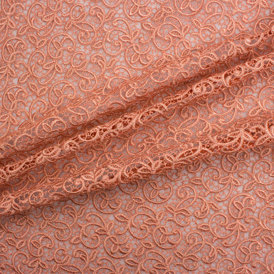 Peach Metallic Guipure Lace