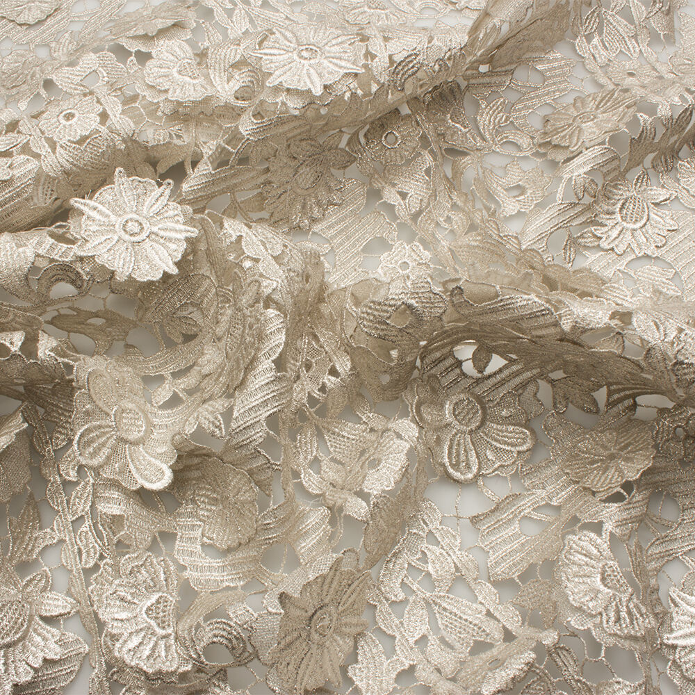White Gold Metallic Guipure Lace