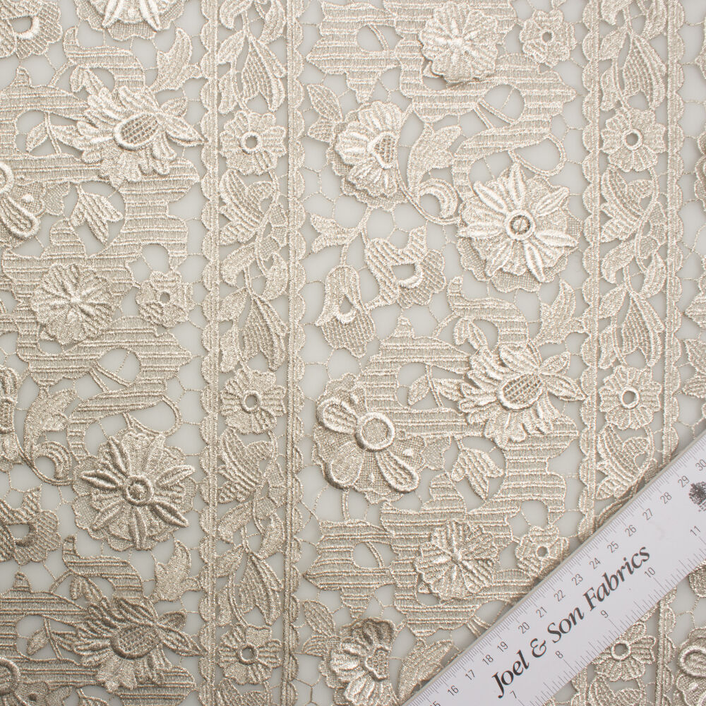 White Gold Metallic Guipure Lace