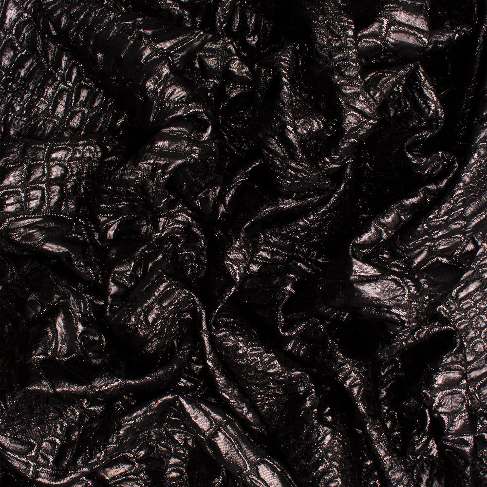 Gunmetal Grey 'Mock Croc' Metallic Brocade
