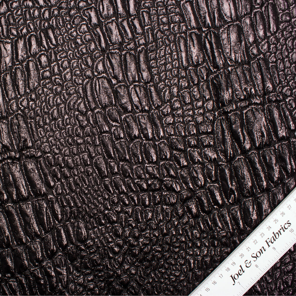 Gunmetal Grey 'Mock Croc' Metallic Brocade