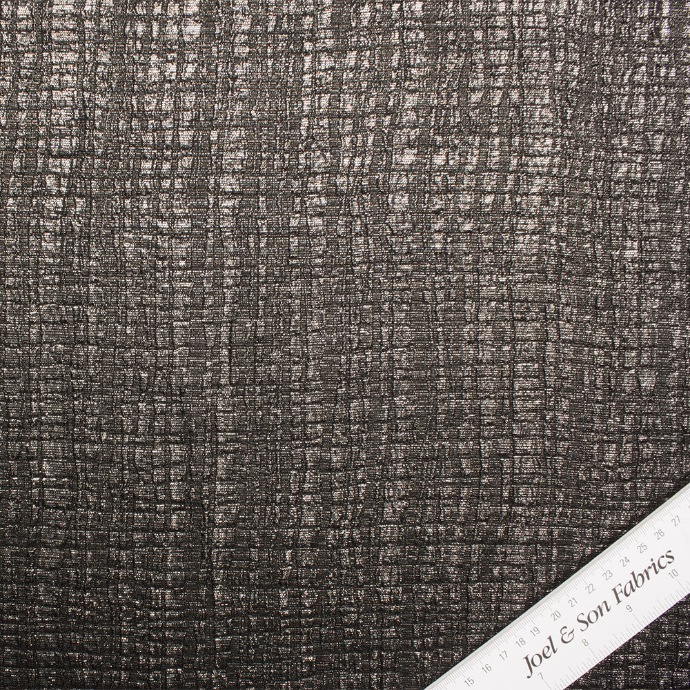 Black/Silver Crinkled Metallic Silk Lamé