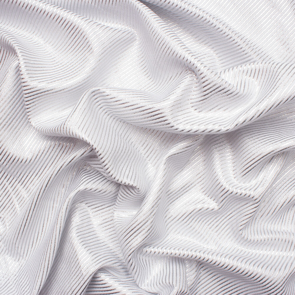 Silver Metallic Stripe/White Cotton Twill