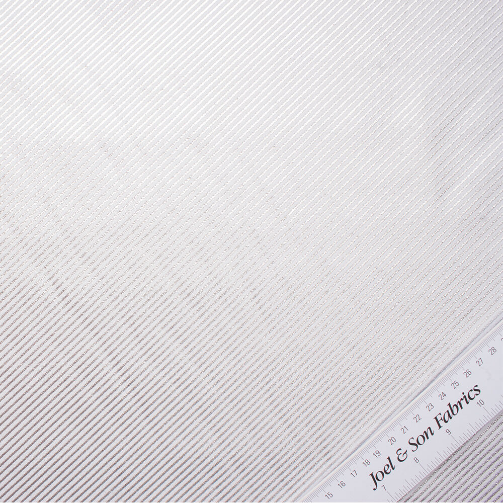 Silver Metallic Stripe/White Cotton Twill