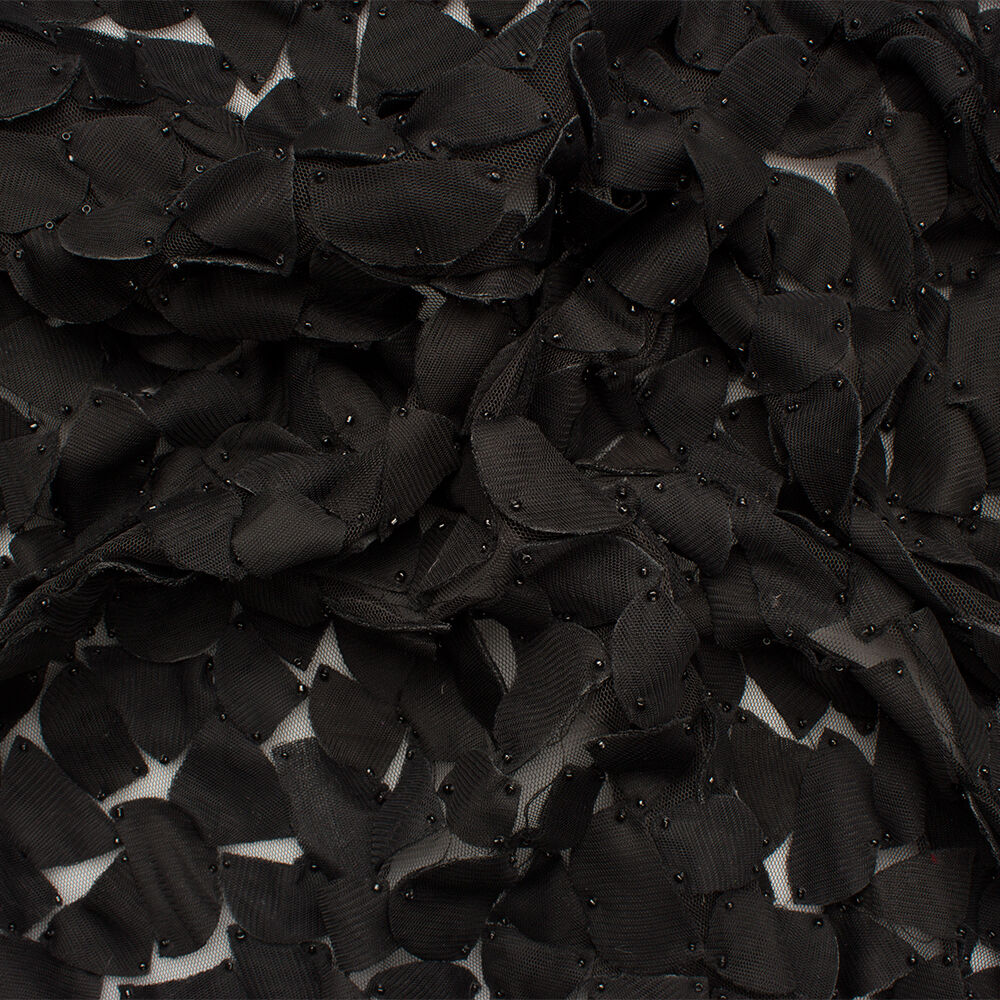 Black 'Petal' Embroidered Tulle