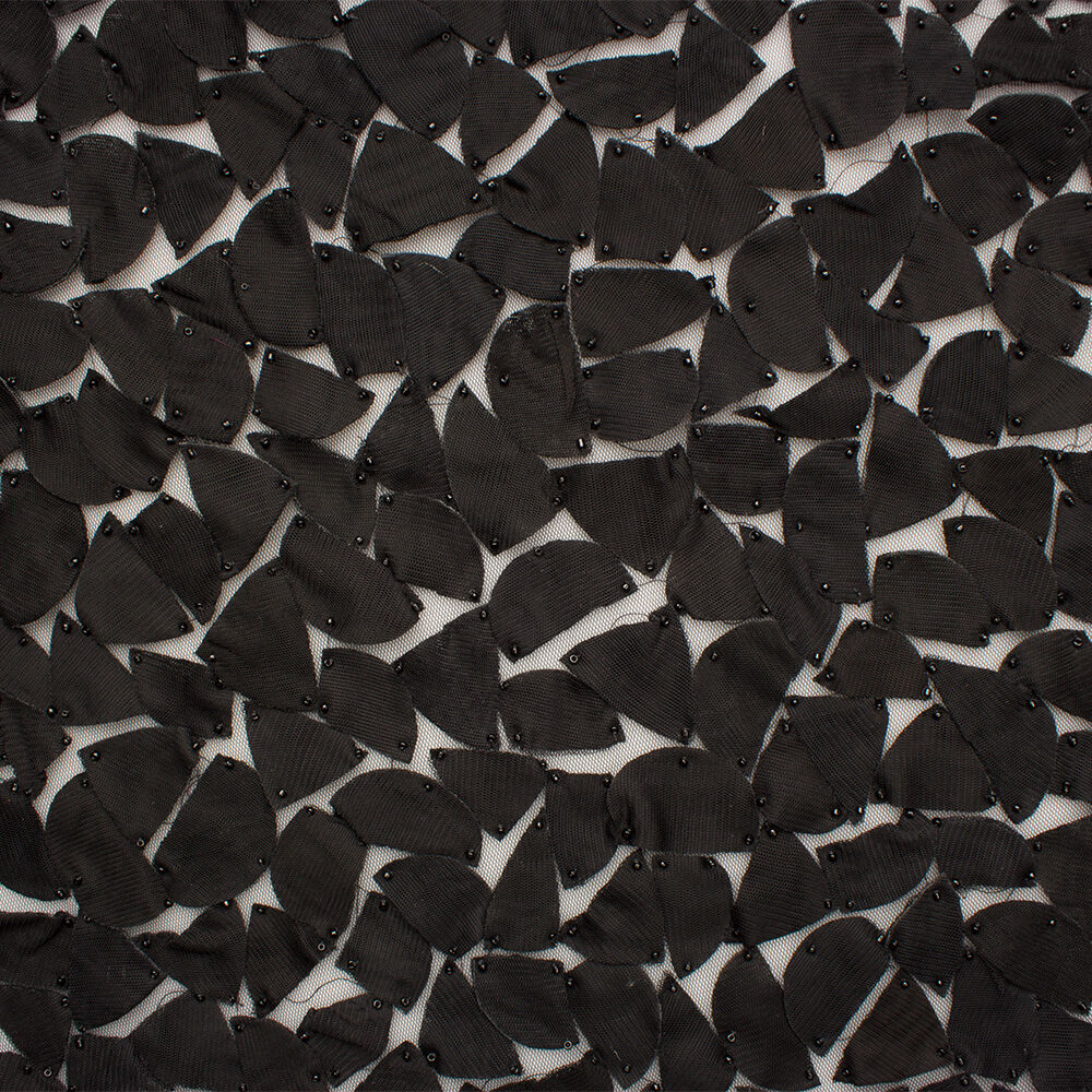 Black 'Petal' Embroidered Tulle