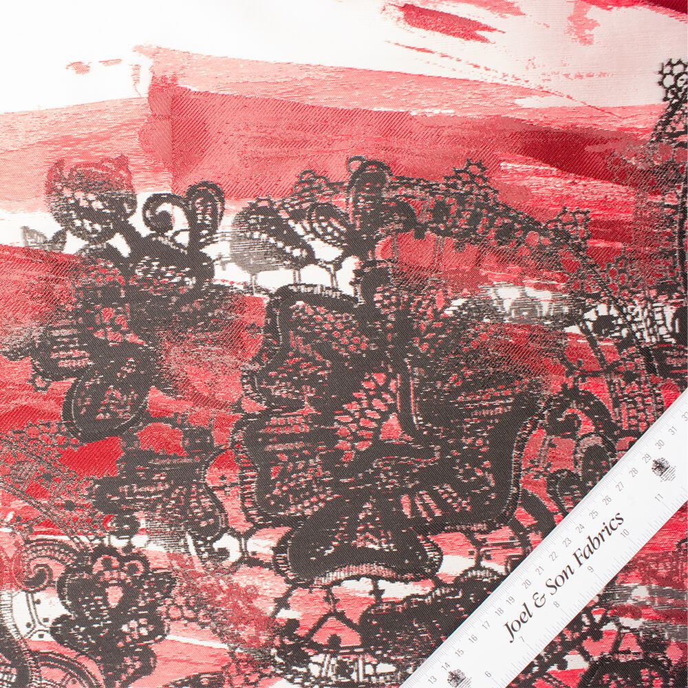 Red/Black Printed Silk Mikado