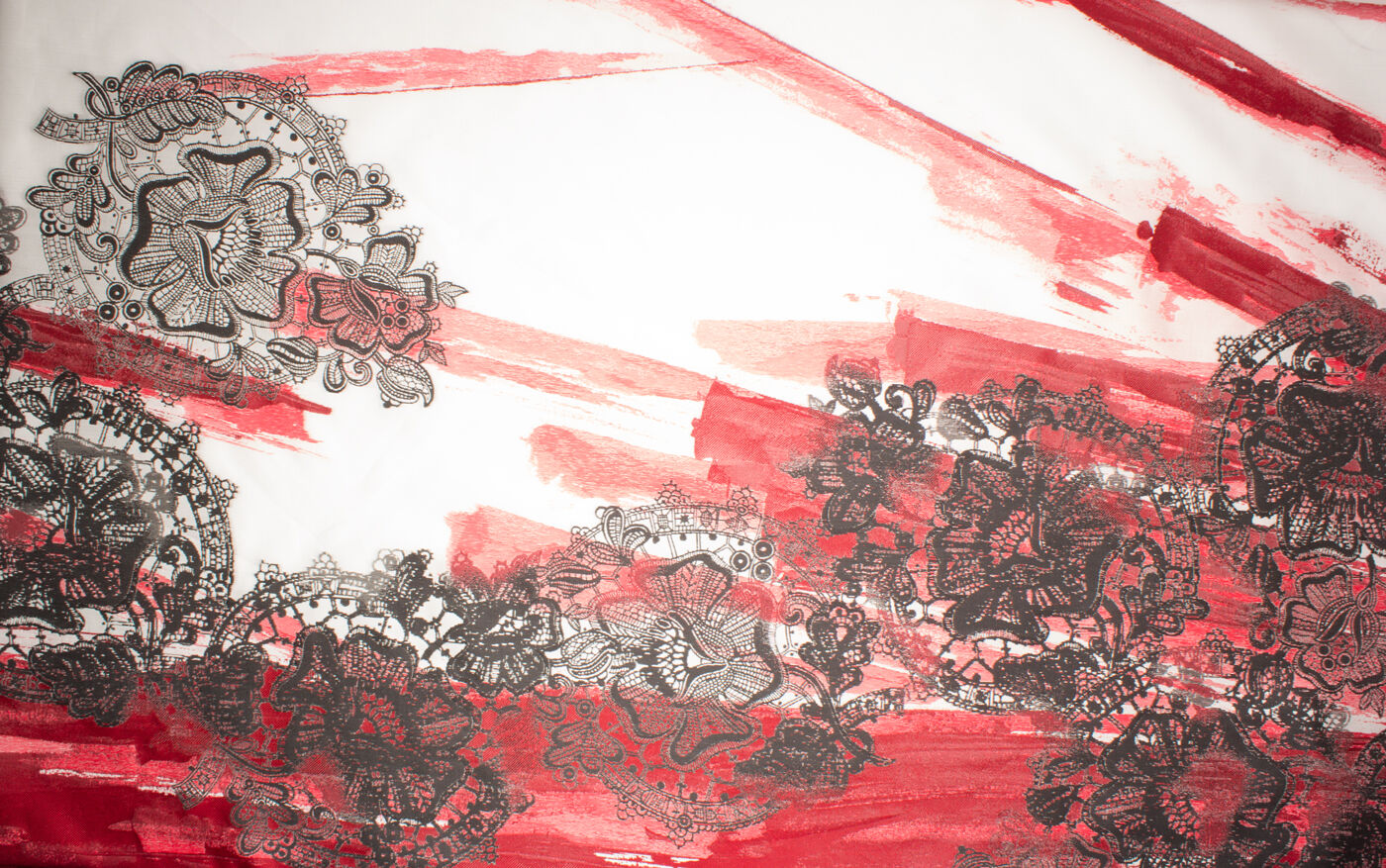 Red/Black Printed Silk Mikado