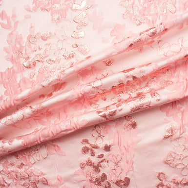 Bubble Gum Pink Laminated Brocade