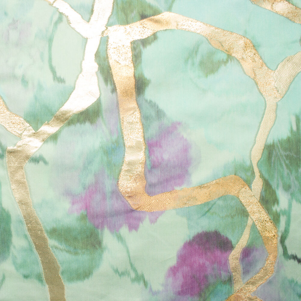 Aqua/Gold Jacquard Duchess Satin