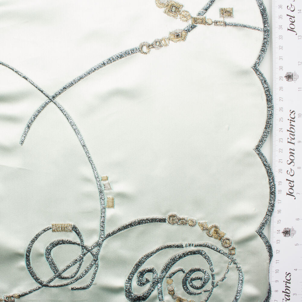 Pale Aqua Embroidered Duchess Satin
