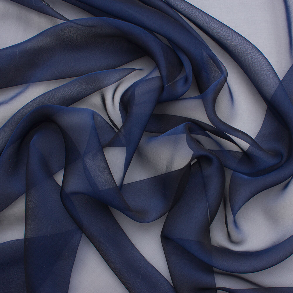 Navy Blue Shot Silk Chiffon