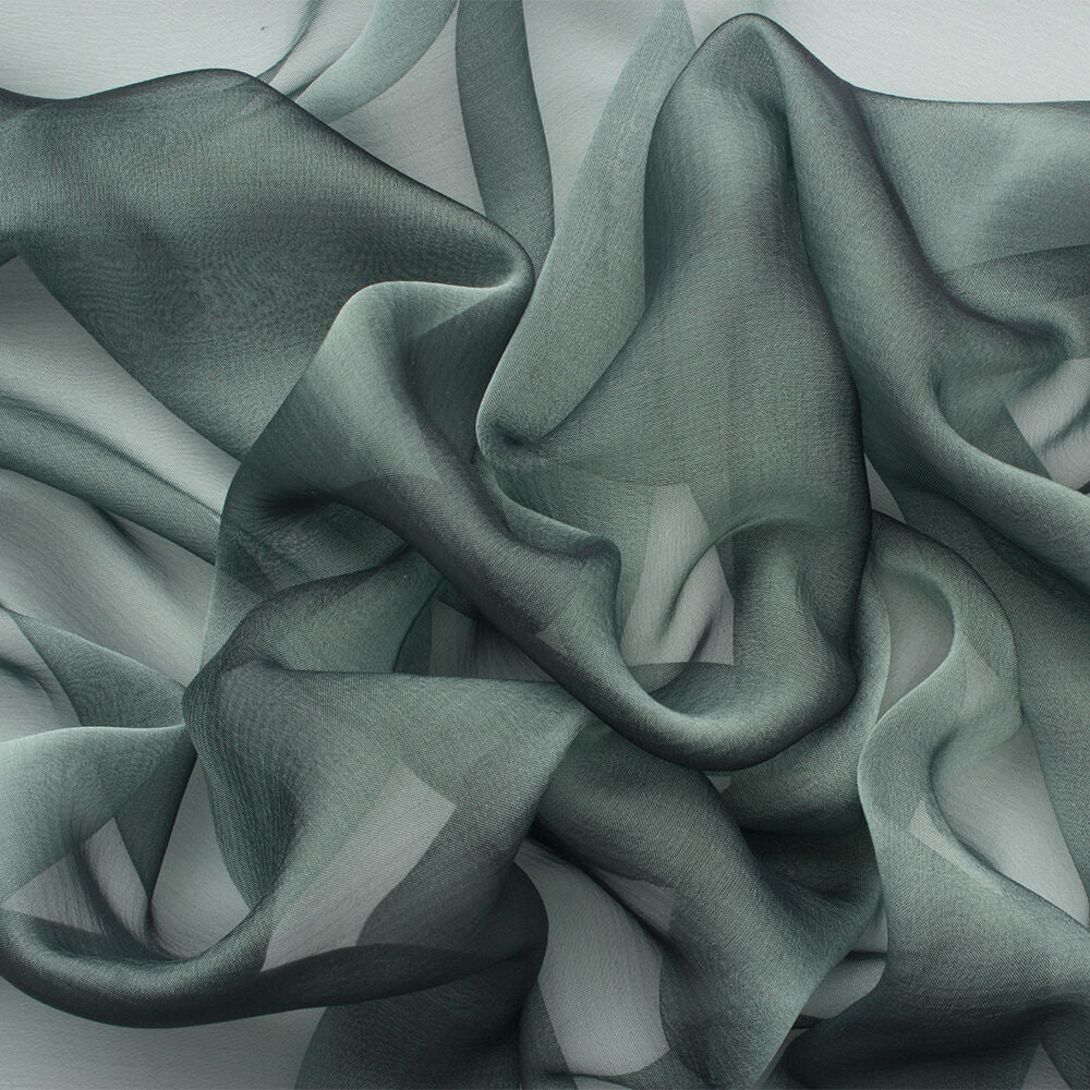 Muted Green/Black Shot Silk Chiffon