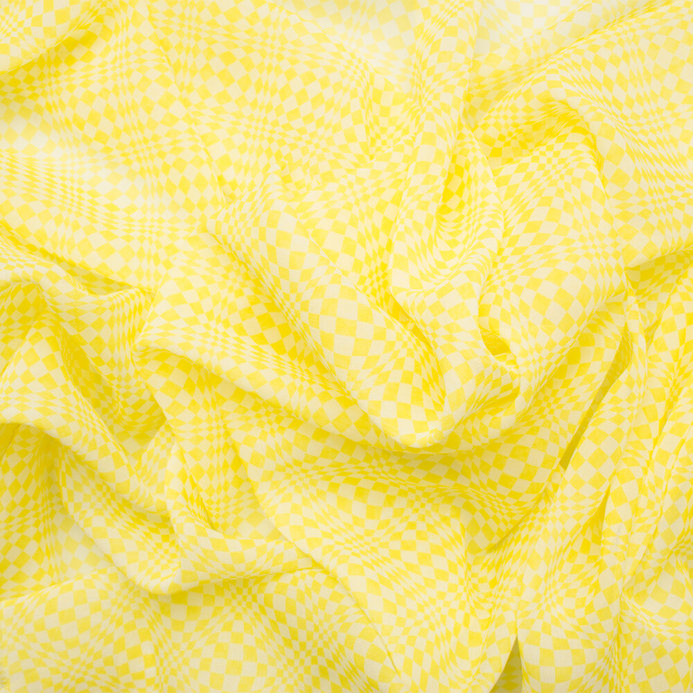 Yellow/White Printed Silk Georgette