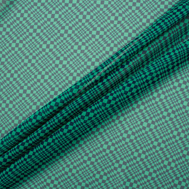 Navy Blue/Green Printed Silk Georgette